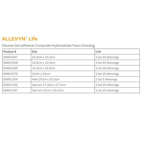 Allevyn Life Silicone Adhesive with Border Silicone Foam Dressing, 8-1/4 x 8-1/4 Inch Allevyn Life