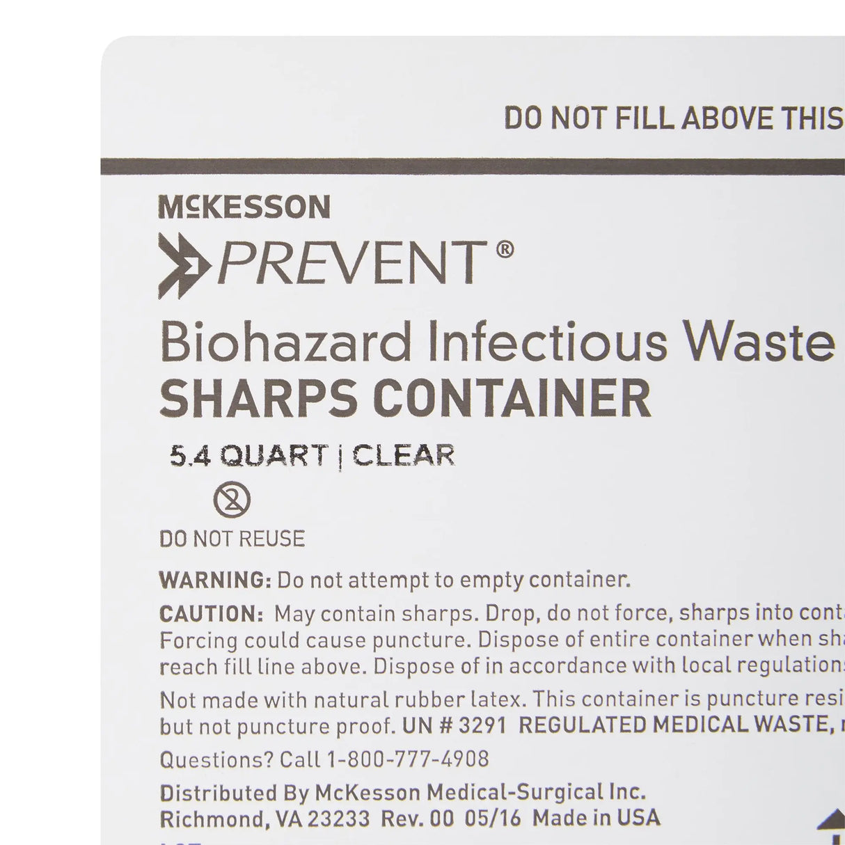 McKesson Prevent® Clear Sharps Container, 5.4-Quart, 11 x 12 x 4-3/4 Inch McKesson Prevent®