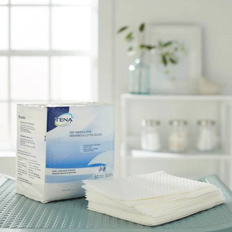 Tena® Dry Washcloths, Disposable, White, 13 x 13-1/4 Inch TENA ProSkin™ Dry