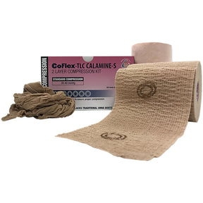 CoFlex® TLC Calamine with Indicators Self-adherent / Pull On Closure 2 Layer Compression Bandage System, 4 Inch x 6 Yard / 4 Inch x 7 Yard CoFlex® TLC Calamine with Indicators