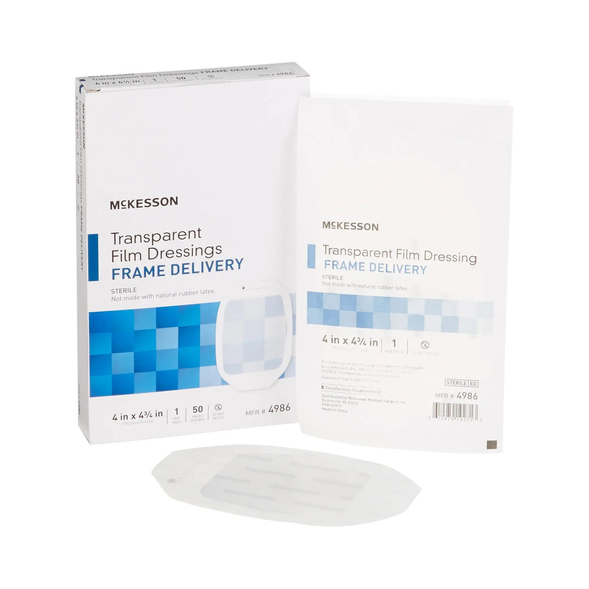 McKesson Octagonal Sterile Dressing with Frame-Style Delivery, 4 x 4-3/4 Inch, Transparent McKesson