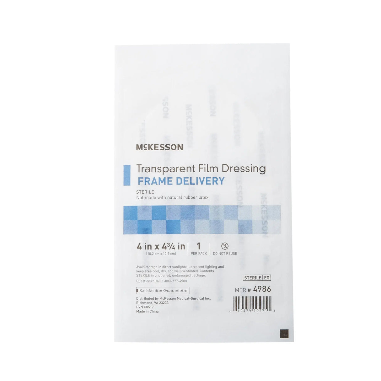 McKesson Octagonal Sterile Dressing with Frame-Style Delivery, 4 x 4-3/4 Inch, Transparent McKesson