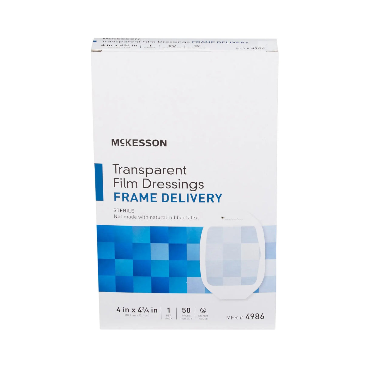 McKesson Octagonal Sterile Dressing with Frame-Style Delivery, 4 x 4-3/4 Inch, Transparent McKesson