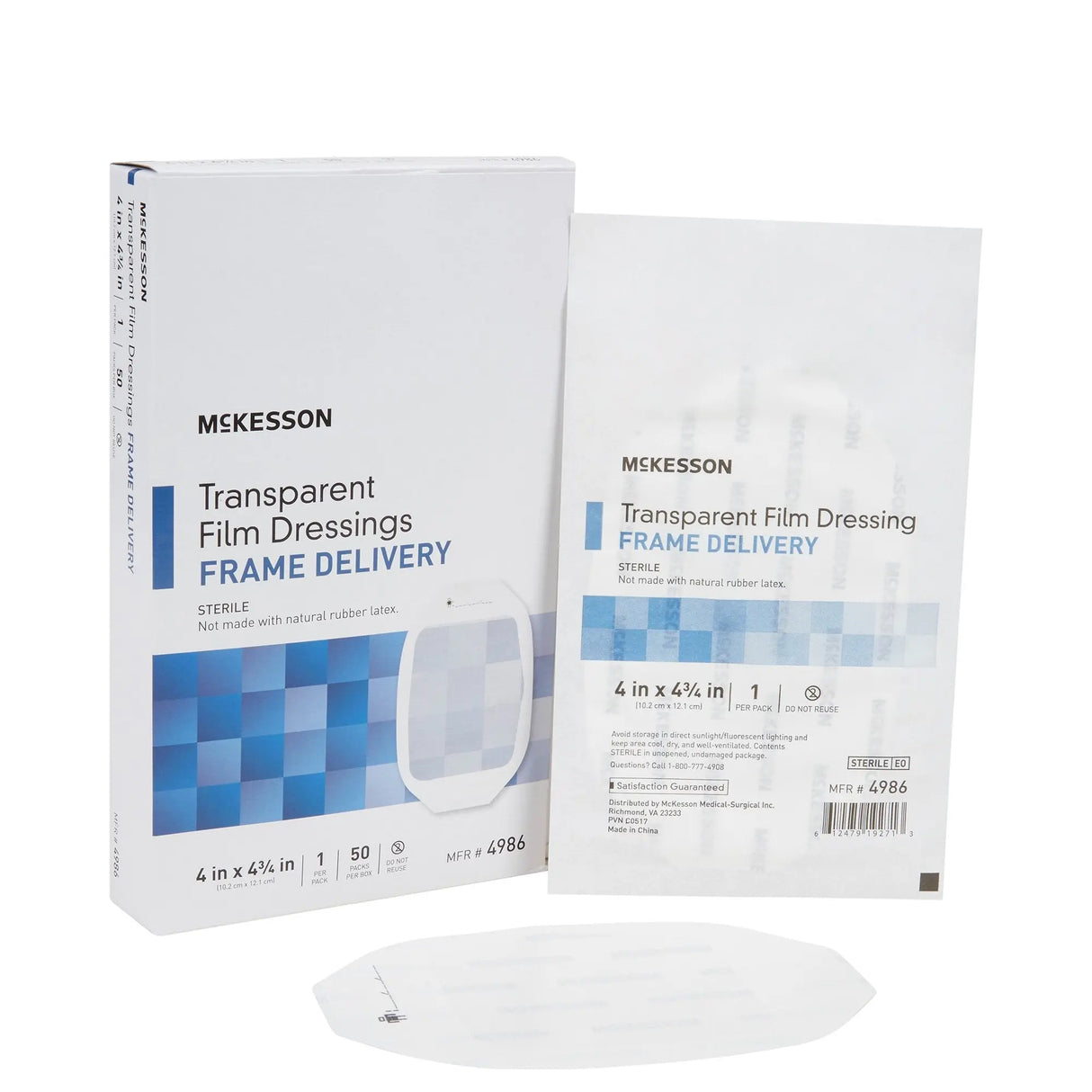 McKesson Octagonal Sterile Dressing with Frame-Style Delivery, 4 x 4-3/4 Inch, Transparent McKesson