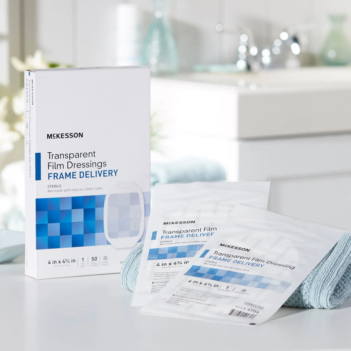 McKesson Octagonal Sterile Dressing with Frame-Style Delivery, 4 x 4-3/4 Inch, Transparent McKesson