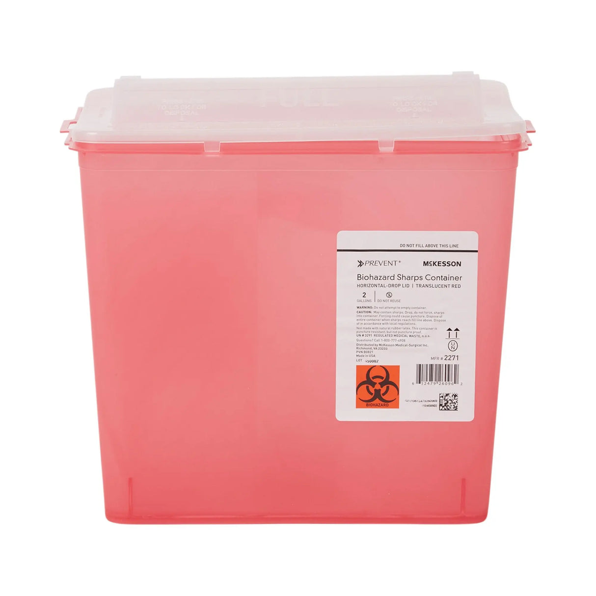 McKesson Prevent® Sharps Container, 2 Gallon, 9-1/4 x 10 x 6 Inch McKesson Prevent®