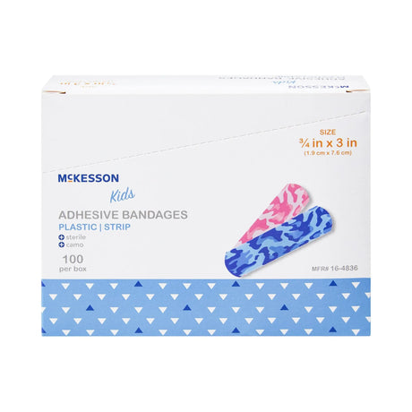 McKesson Kids™ Kid Design (Blue / Pink Camo) Adhesive Strip, 3/4 x 3 Inch - getMovility