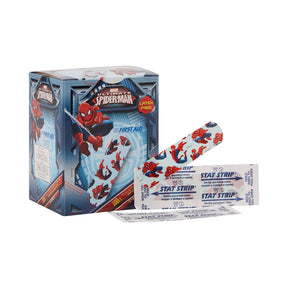 American White Cross Stat Strip Adhesive Strip, 3/4 x 3 Inch, Spider-Man Design - getMovility