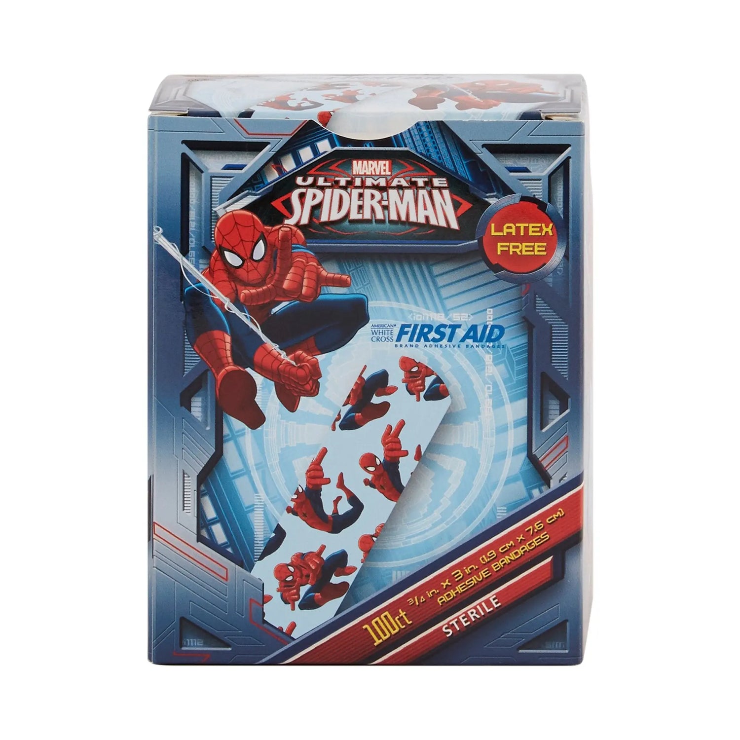 American White Cross Stat Strip Adhesive Strip, 3/4 x 3 Inch, Spider-Man Design - getMovility