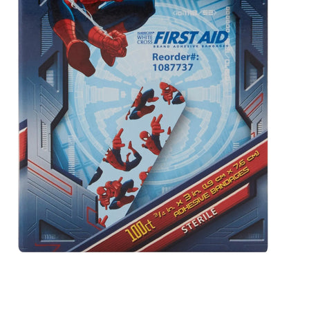 American White Cross Stat Strip Adhesive Strip, 3/4 x 3 Inch, Spider-Man Design - getMovility