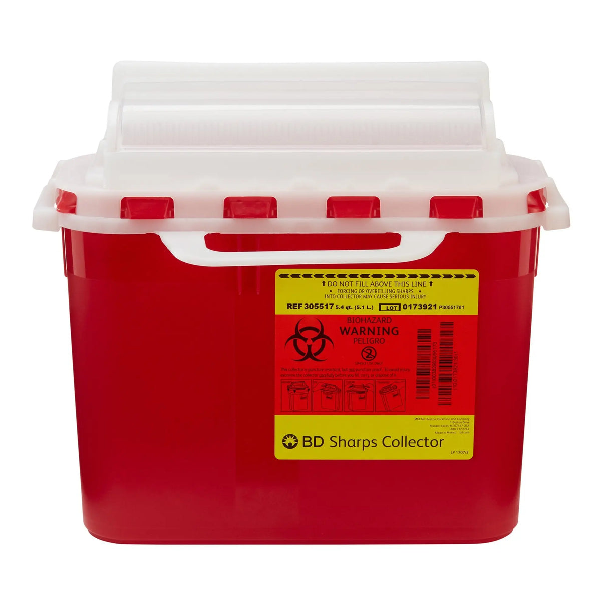 BD™ Sharps Container, 5.4 Quart, 12 x 12 x 4-4/5 Inch BD™