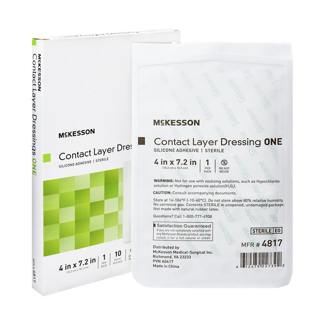 McKesson Silicone Wound Contact Layer Dressing, 4 x 7-2/5 Inch McKesson