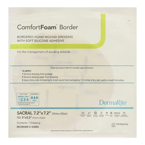 ComfortFoam™ Border Silicone Adhesive with Border Silicone Foam Dressing, 7-1/5 x 7-1/5 Inch Sacral ComfortFoam™ Border