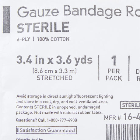 McKesson Sterile Fluff Bandage Roll, 3-2/5 Inch x 3-3/5 Yard McKesson