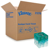 Kleenex Facial Tissue, 2-Ply, Cube Container, Boutique White, 8-2/5" X 8-2/5" Kleenex® Boutique