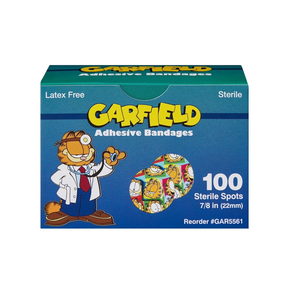 ASO Round Kid Design (Garfield) Adhesive Spot Bandage, 7/8 Inch ASO