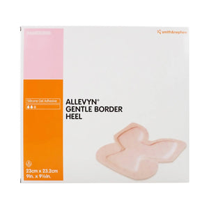 Allevyn Gentle Border Heel Silicone Gel Adhesive with Border Silicone Foam Dressing, 9 x 9-1/8 Inch Allevyn Gentle Border Heel