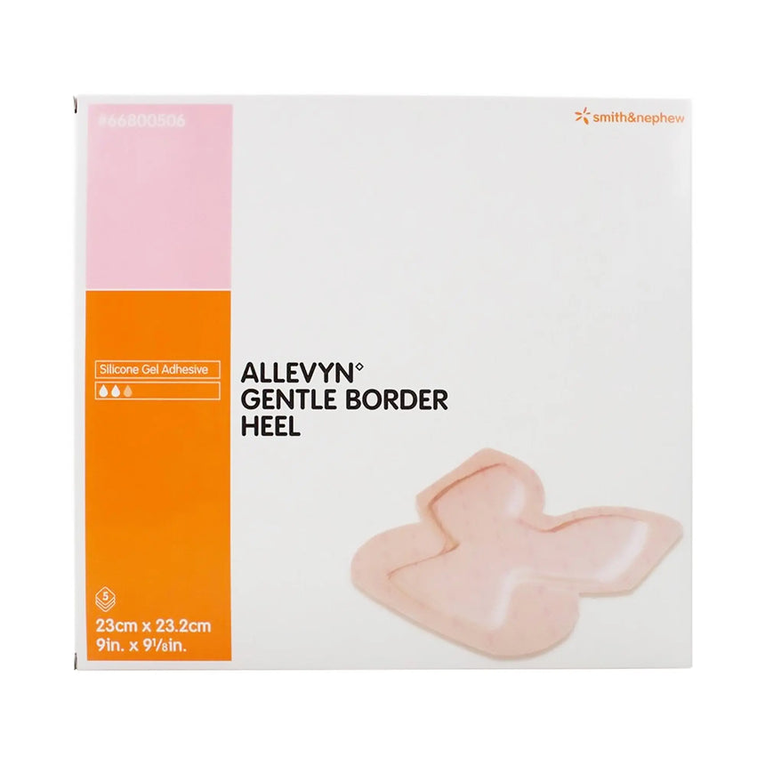 Allevyn Gentle Border Heel Silicone Gel Adhesive with Border Silicone Foam Dressing, 9 x 9-1/8 Inch Allevyn Gentle Border Heel