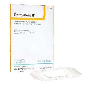 DermaView II™ Transparent Film Dressing with Border, 6½ x 8-3/8 Inch DermaView II™