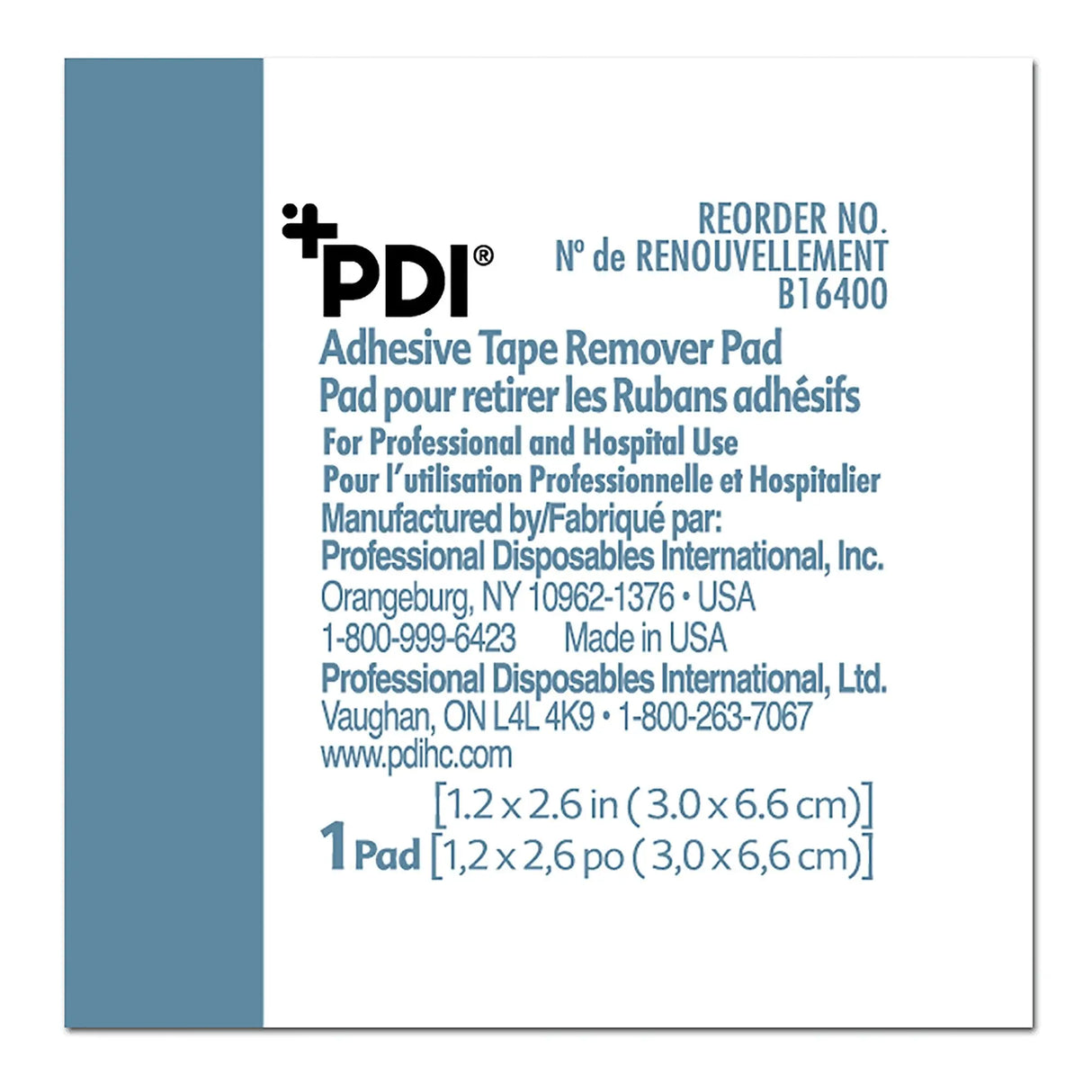 PDI® Adhesive Remover, 1¼ x 2-5/8 Inch Wipe - getMovility