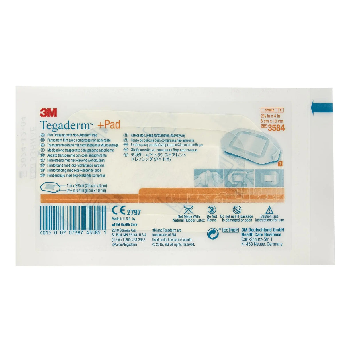 3M™ Tegaderm™ Transparent Film Dressing with Pad, 2-3/8 x 4 Inch 3M™ Tegaderm™