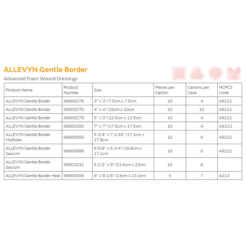 Allevyn Gentle Border Silicone Gel Adhesive with Border Silicone Foam Dressing, 6-5/8 x 6¾ Inch Allevyn Gentle Border