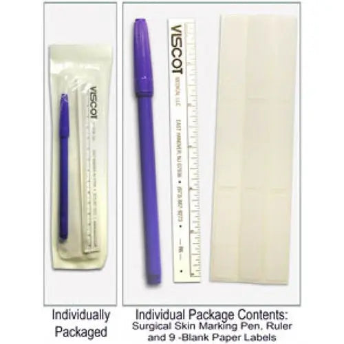Skin Marking Pen w/ 9 Labels & 6  Flxble Ruler Sterile Movility LLC- CM