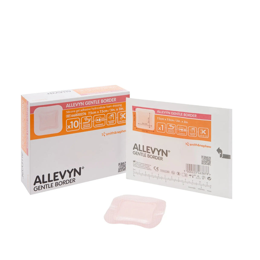 Allevyn Gentle Border Silicone Foam Dressing, 3 x 3 Inch Allevyn Gentle Border