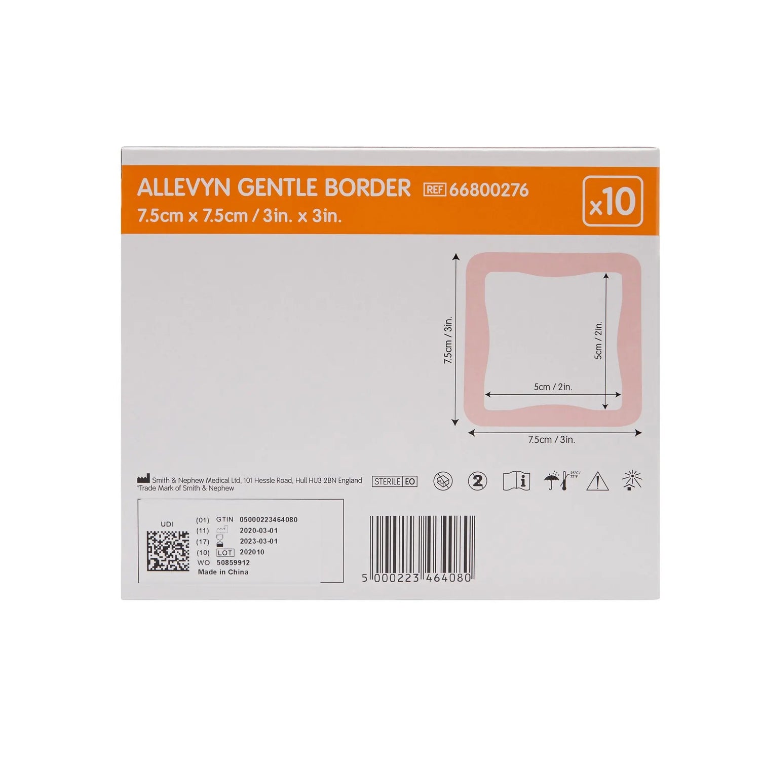 Allevyn Gentle Border Silicone Foam Dressing, 3 x 3 Inch Allevyn Gentle Border