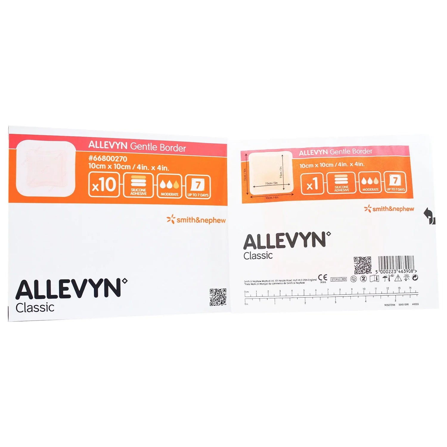 Allevyn Gentle Border Silicone Gel Adhesive with Border Silicone Foam Dressing, 4 x 4 Inch Allevyn Gentle Border