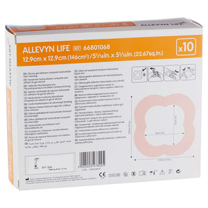 Allevyn Life Silicone Adhesive with Border Silicone Foam Dressing, 5¾ x 5¾ Inch Allevyn Life