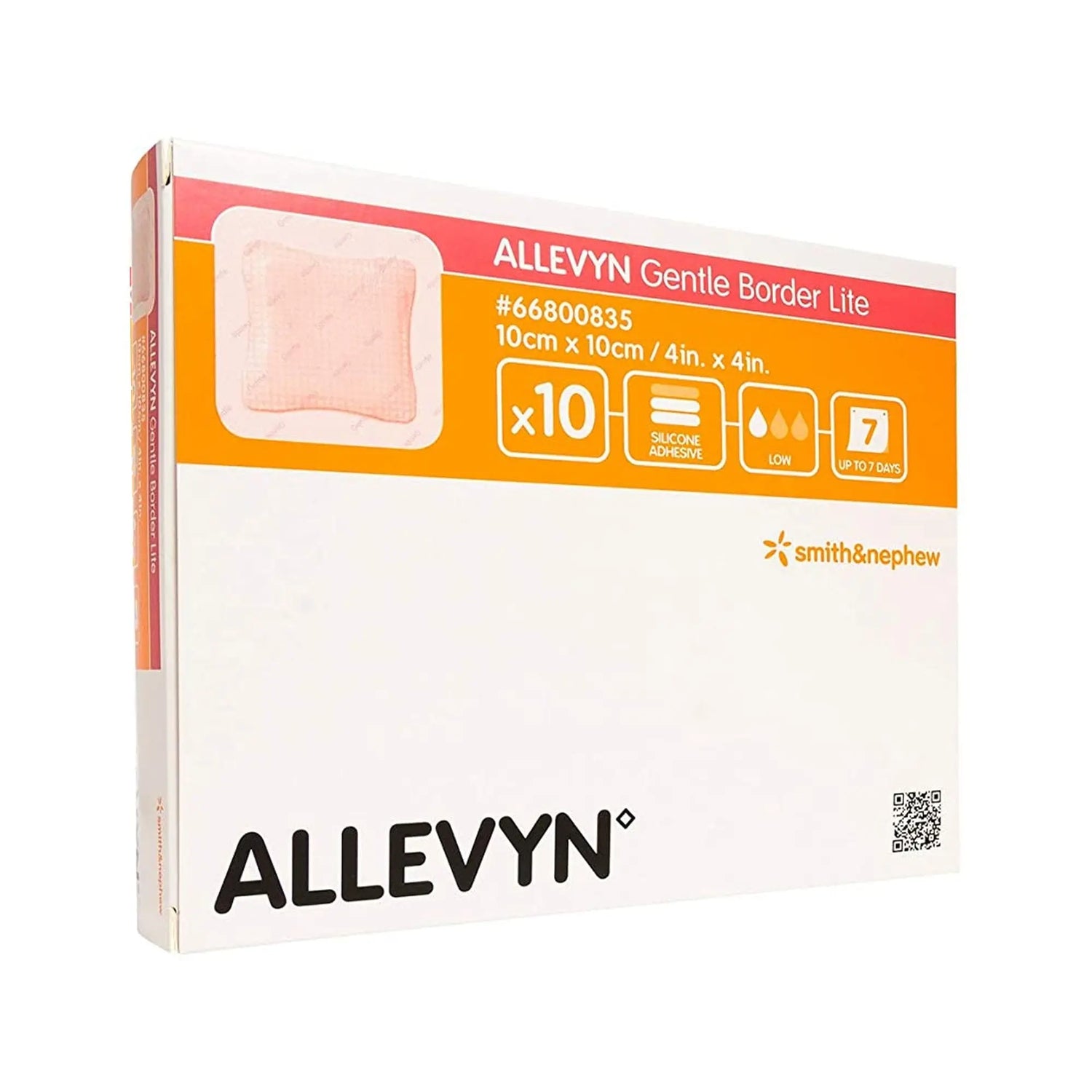 Allevyn™ Gentle Border Lite Silicone Gel Adhesive with Border Thin Silicone Foam Dressing, 4 x 4 Inch Allevyn Gentle Border Lite