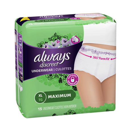 Always® Discreet Maximum Absorbent Underwear, Extra Large Always® Discreet