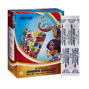 American® White Cross First Aid DC Super Hero Girls Kid Design Adhesive Strip, ¾ x 3 Inch - getMovility