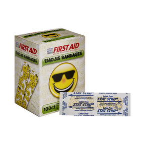 American® White Cross First Aid Emojis Kid Design Adhesive Strip, ¾ x 3 Inch - getMovility