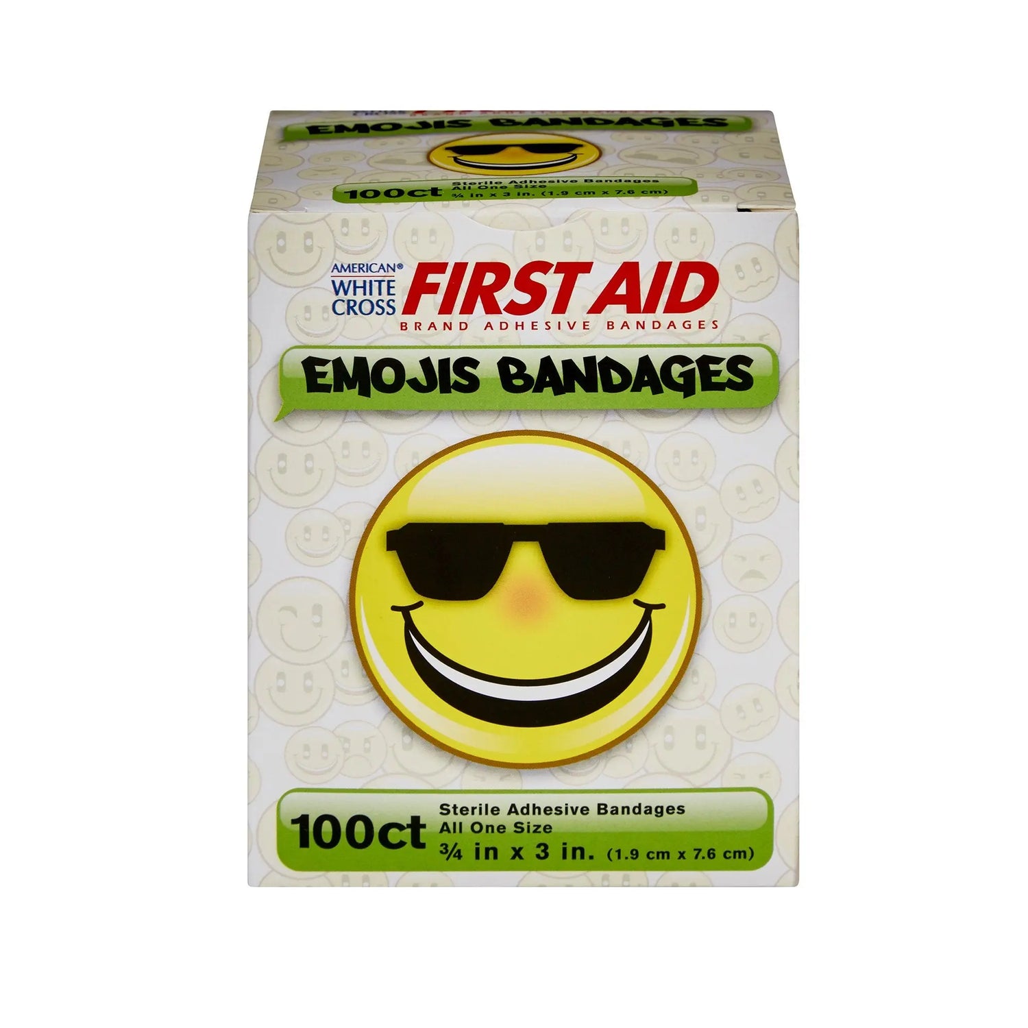 American® White Cross First Aid Emojis Kid Design Adhesive Strip, ¾ x 3 Inch - getMovility
