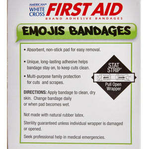American® White Cross First Aid Emojis Kid Design Adhesive Strip, ¾ x 3 Inch - getMovility