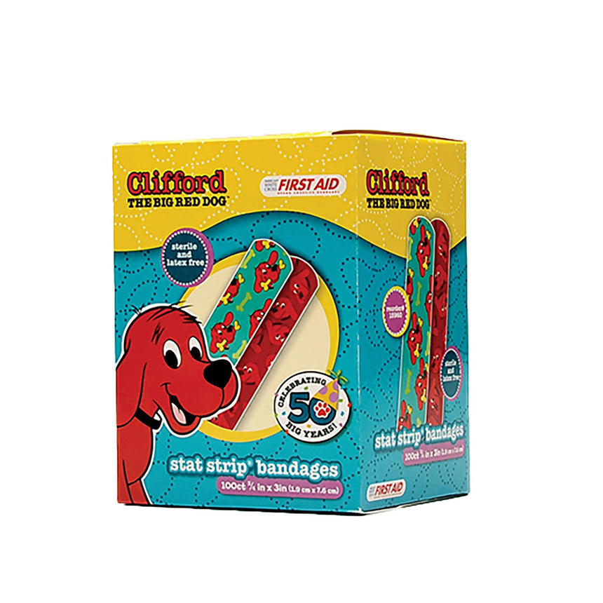 American® White Cross Stat Strip® Clifford the Big Red Dog Adhesive Strip, ¾ x 3 Inch - getMovility