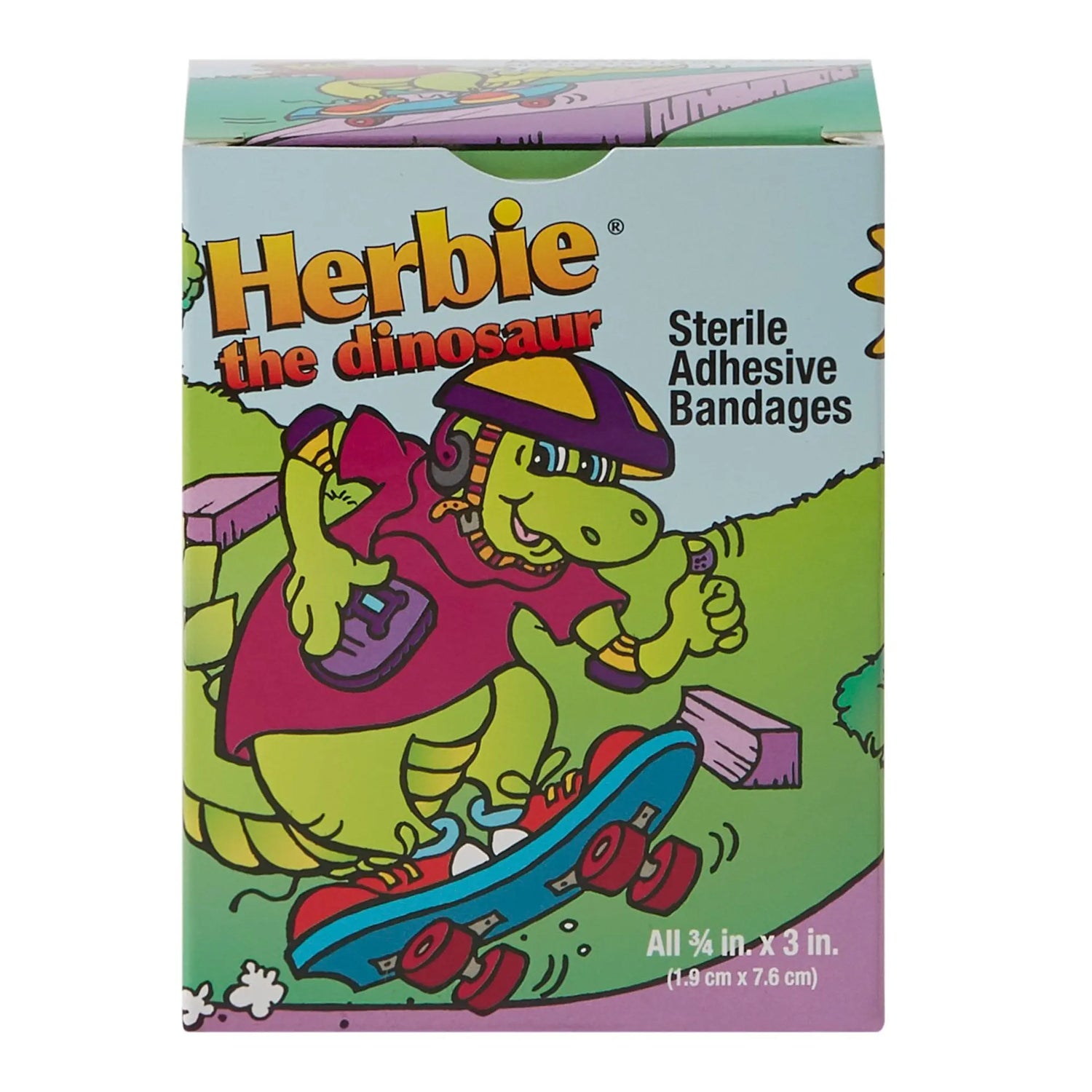 American® White Cross Stat Strip® Kid Design (Herbie the Dinosaur) Adhesive Strip, ¾ x 3 Inch - getMovility