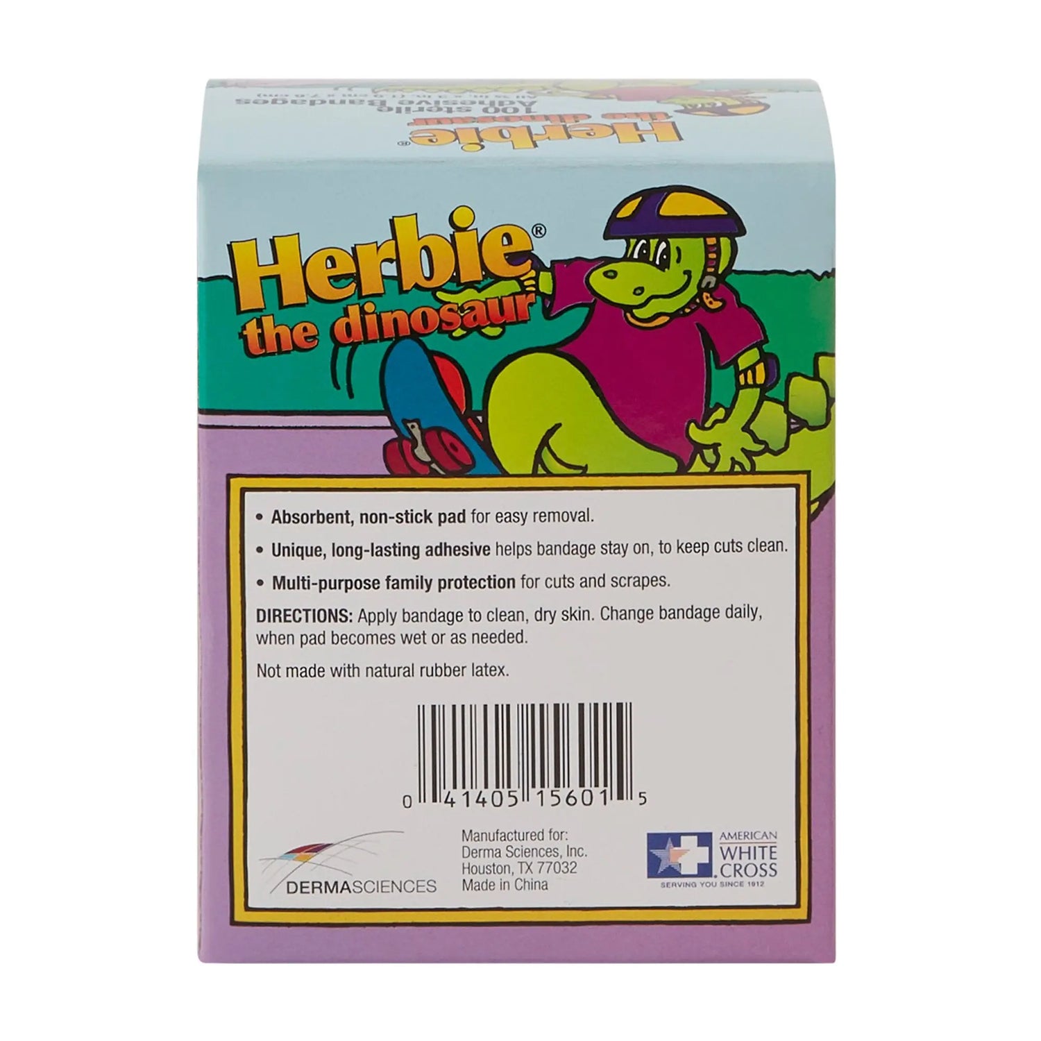 American® White Cross Stat Strip® Kid Design (Herbie the Dinosaur) Adhesive Strip, ¾ x 3 Inch - getMovility