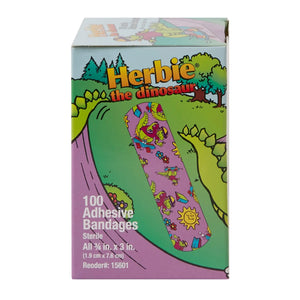 American® White Cross Stat Strip® Kid Design (Herbie the Dinosaur) Adhesive Strip, ¾ x 3 Inch - getMovility