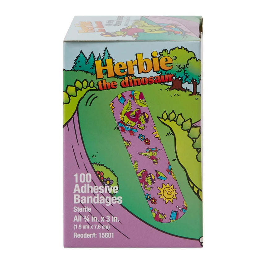 American® White Cross Stat Strip® Kid Design (Herbie the Dinosaur) Adhesive Strip, ¾ x 3 Inch - getMovility