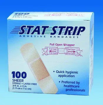 American® White Cross Stat Strip® Sheer Adhesive Strip, 1 x 3 Inch - getMovility