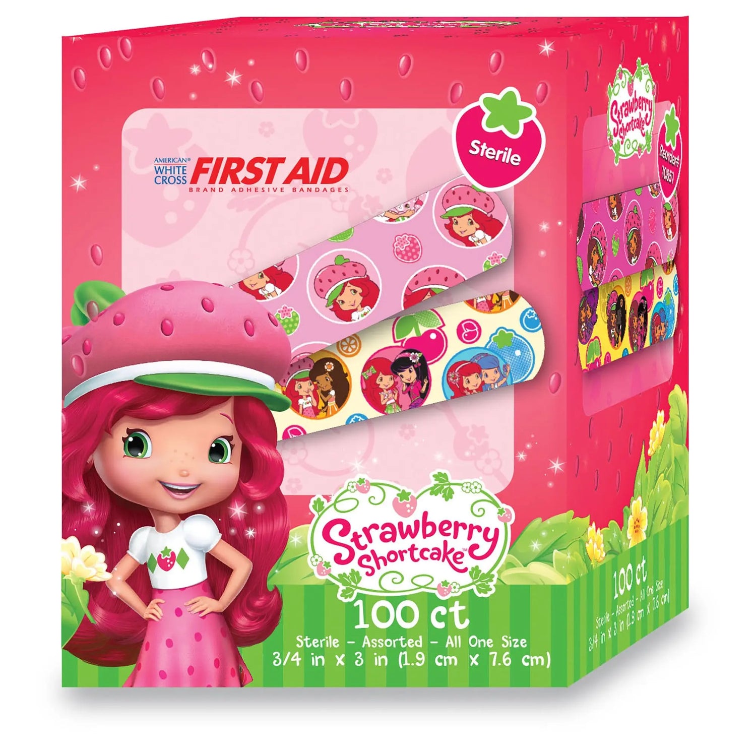 American® White Cross Stat Strip® Strawberry Shortcake Design Adhesive Strip, ¾ x 3 Inch - getMovility