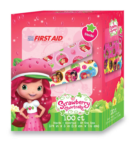 American® White Cross Stat Strip® Strawberry Shortcake Design Adhesive Strip, ¾ x 3 Inch - getMovility