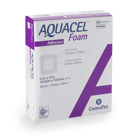 Aquacel® Silicone Adhesive with Border Silicone Foam Dressing, 5 x 5 Inch Aquacel®