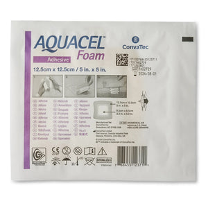 Aquacel® Silicone Adhesive with Border Silicone Foam Dressing, 5 x 5 Inch Aquacel®