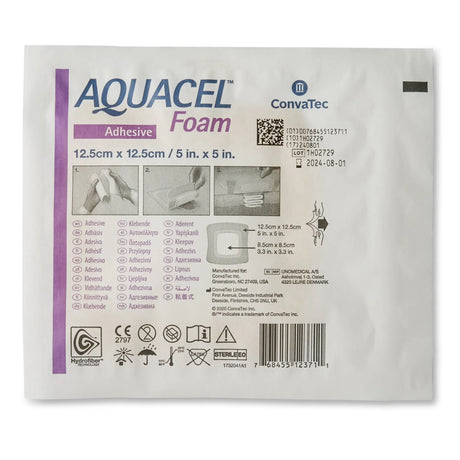 Aquacel® Silicone Adhesive with Border Silicone Foam Dressing, 5 x 5 Inch Aquacel®