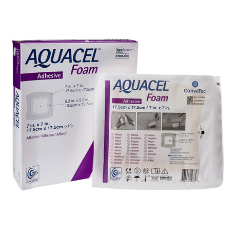 Aquacel® Silicone Adhesive with Border Silicone Foam Dressing, 7 x 7 Inch Aquacel®