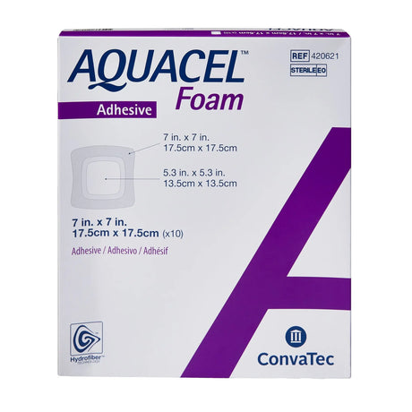 Aquacel® Silicone Adhesive with Border Silicone Foam Dressing, 7 x 7 Inch Aquacel®